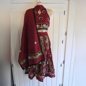 BEAUTIFUL Red and Black Embroidered Lehenga Choli Set